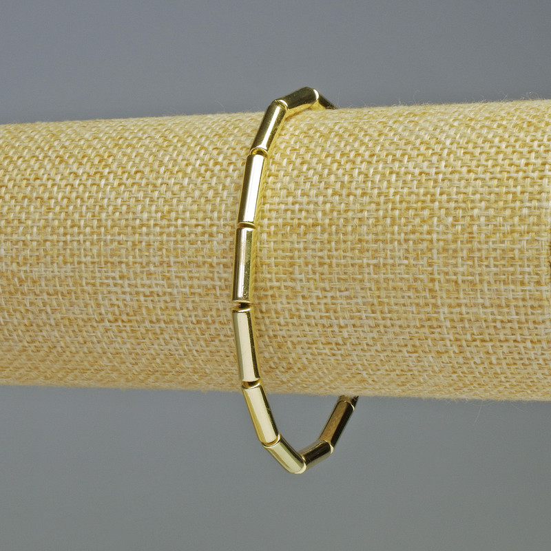 Hematite Cylinder Bracelet with Light Gold Color, 13x4mm± diameters, length 18cm±, stretch