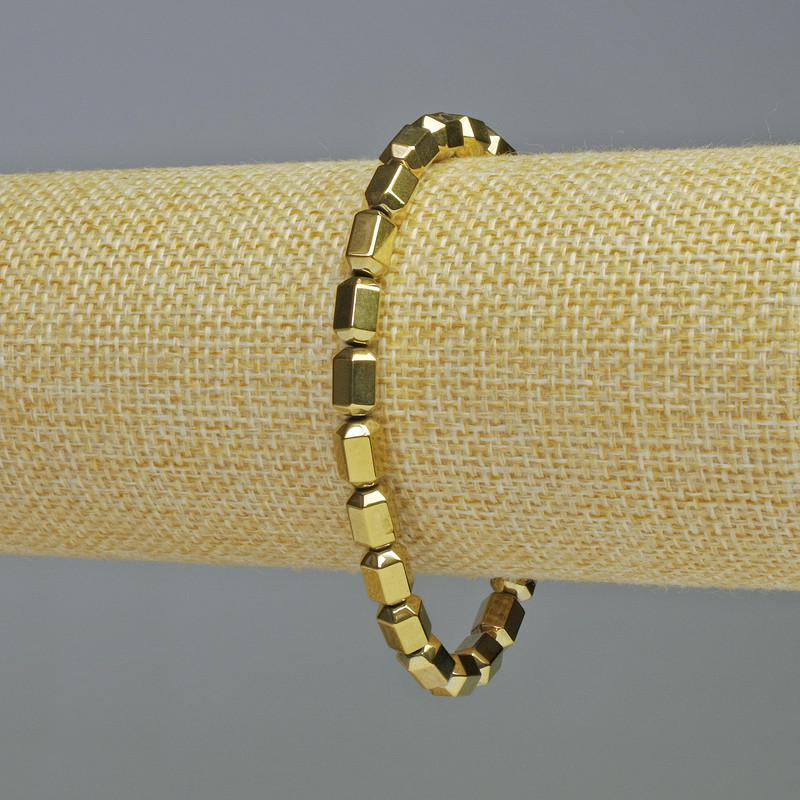 Bracelet Hematite Hexagons Gold Color, diameter 5x8mm, length 18cm, stretch