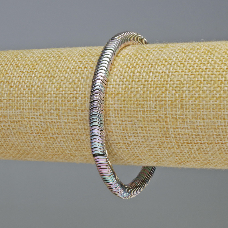 Hematite Wave Bead Bracelet, rainbow silver color, 6x1mm diameter +-, length 18cm +-/ stretchy