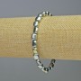 Hematite Bracelet Aqua Blue Chameleon Oval Beads, 7x7mm, Stretch, 18 cm