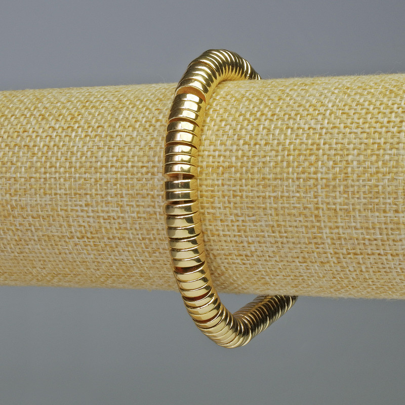 Bracelet with Hematite Inlays Rondelle Gold Color, diameter 8x2mm, length 18cm, stretch