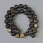 Sunstone Obsidian Beads on Thread, smooth round bead diameter 12 (+ -) mm, thread length 38cm