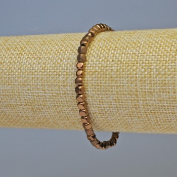 Bracelet Hematite Cubes Copper Color Matte and Shiny, diameter 4x4mm ±, length 18cm ± Stretch