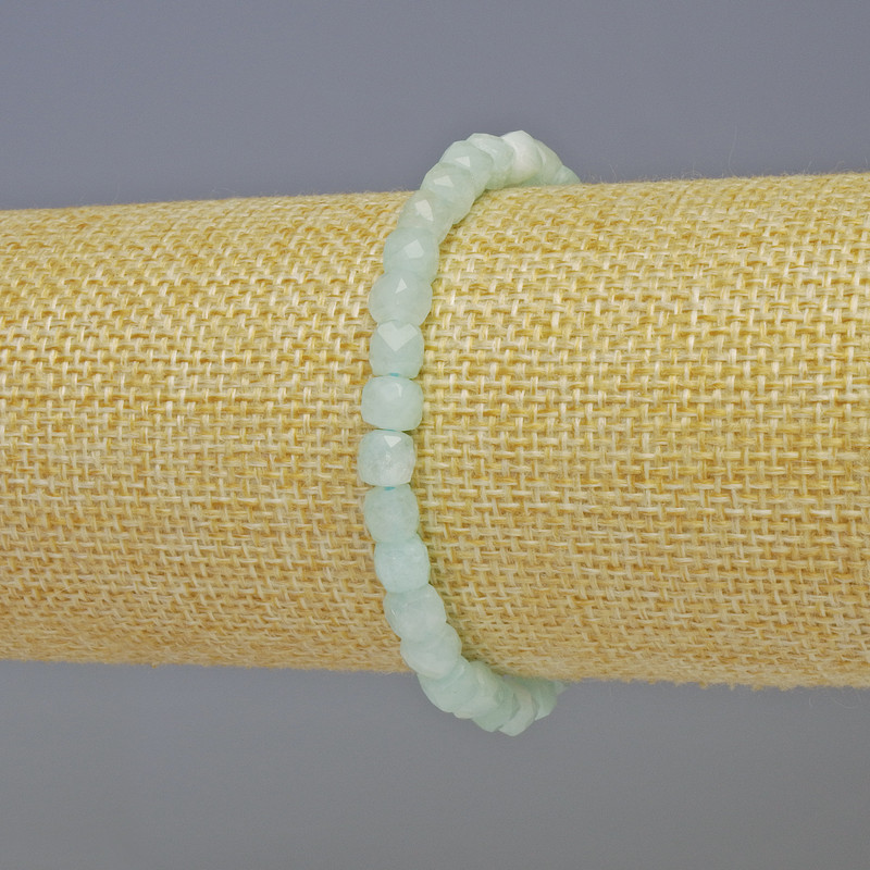 Angelite Beaded Cube Bracelet, 5x5 mm, 18cm adjustable stretch