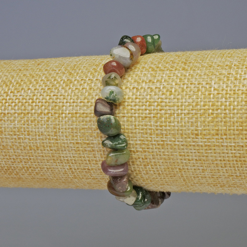 Bracelet, Natural Jasper Bead, faceted, diameter 8x6mm, 18 cm long, stretchy