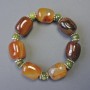 Agate Bracelet with Natural Stone Bar, 19x15mm bars, Jadeite smooth sphere 8mm, stretch length 18cm