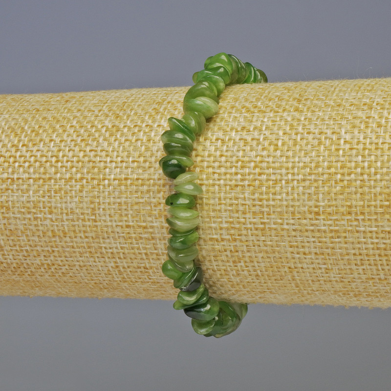 Jadeite Chip Bracelet, 9x3mm +-, 6x3mm +-, length 18cm +-, elastic