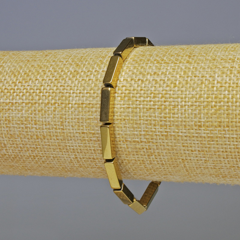 Hematite Rectangle Bracelet Gold Color, 12x4mm±, 18cm± Stretch</name