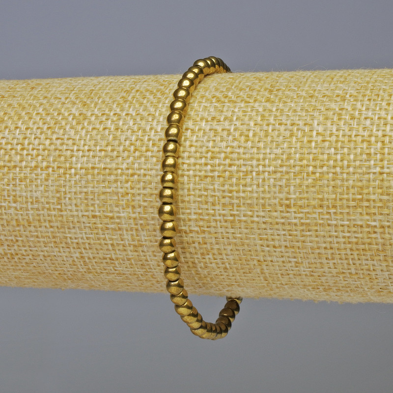 Hematite Bead Bracelet Smooth Round 4mm, Dark Gold Color, 18 cm Length, Elastic