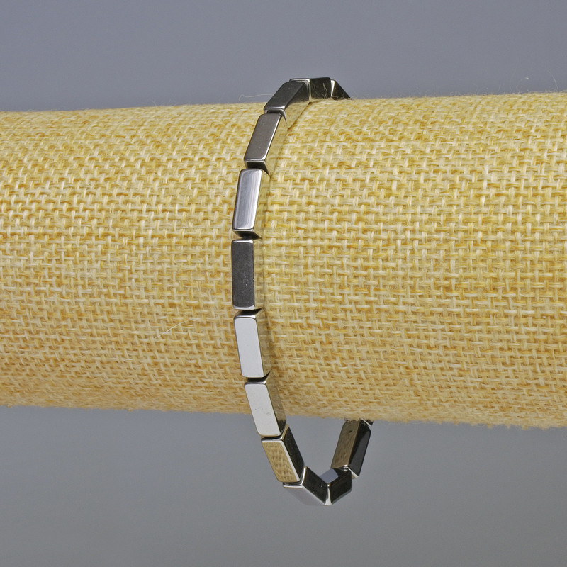 Hematite Bracelet Rectangular Silver Color, 10x4mm+-+-, length 18cm+- Stretch