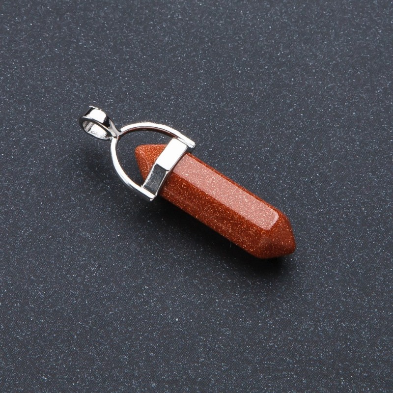 Pendant Hexagon Stone Aventurine Golden Sand (synthetic) 4×0.9 cm
