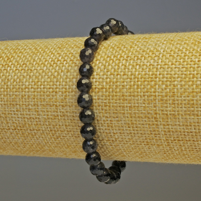 Iolite Bead-Granulated Bracelet, 6mm diameter, 18cm length (stretch)