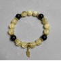 Bracelet Citrine smooth round beads, diameter 10mm ±, Hematite smooth round beads, diameter 10mm+, length 18cm stretch