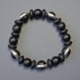 Shungite Bracelet Smooth Beads, 10mm± round, 10×4mm± ribbed, 18cm length stretch