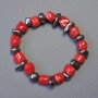 Coral Bead Bracelet with Hematite Inlays Bead Tumble, 18 cm Length Stretch