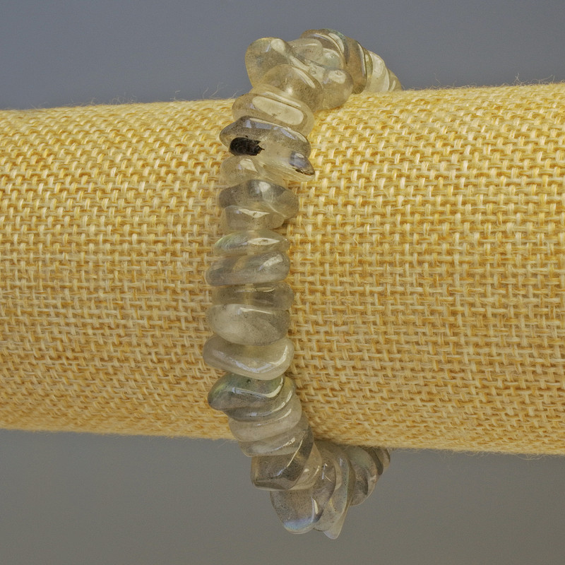 Bracelet Labradorite natural stone chip, diameter 10-12×3mm, +/-, length 18cm stretch