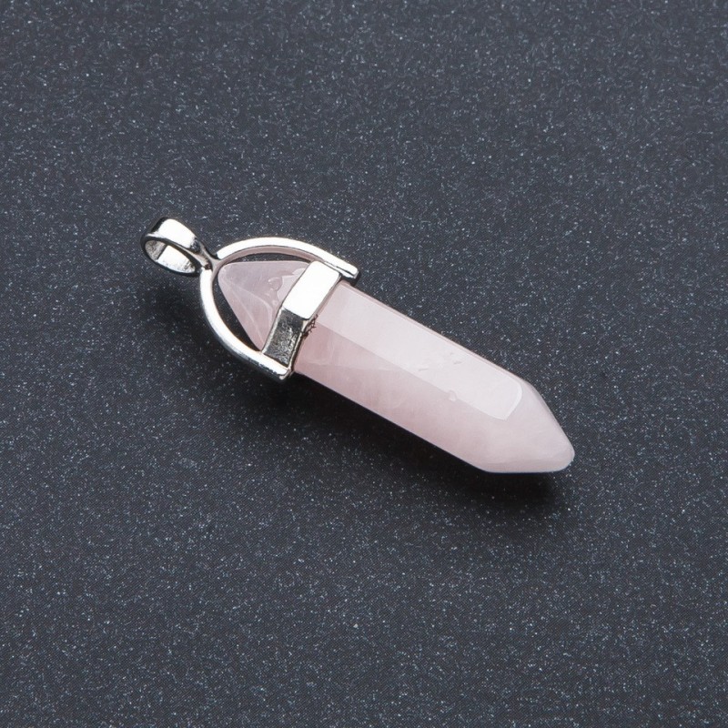 Pendant Hexagon Pink Quartz 4x0.9 cm
