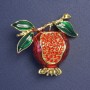 Brooch Garnet red and green enamel with crystals 41×43 mm+