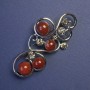 Brooch with Carnelian and Gray Rhinestones, silver-colored metal 75x37 mm+