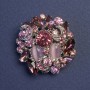 Brooch-pendant "Accent" with a pink Cat's Eye crystal and rhinestones 31mm +