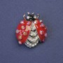 Brooch "Ladybug" with white and rainbow rhinestones 25x22mm+