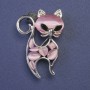 Brooch pendant "Cat" pinkCat's Eye color of metal silver 30x45mm+