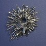 Brooch Pendant Flower with Gray Crystals Silver Metal 70x55mm+