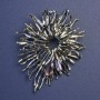 Brooch Pendant Flower with Pink Crystals Silver Metal 70x55mm+
