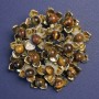 Brooch Pendant Flowers with Tiger's Eye, brown enamel, golden metal 60x62mm+