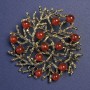 Brooch Pendant "Branches" with Carnelian, gold-tone metal 60mm+