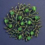 Brooch pendant "Branches" with Cat's Eye stone, enamel 60mm+