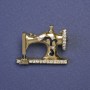 Brooch Sewing Machine with White Rhinestones, Gold-tone 21x29mm+