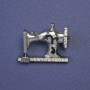 Brooch Sewing Machine with white crystals, metal color silver 21x29mm+