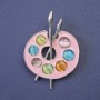 Brooch Palette with Enamel Silver Metal 45x32mm+