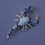 Brooch Scorpion with blue and light blue rhinestones, silver-tone metal 47x25mm +