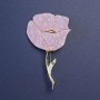 Brooch Pink Poppy with Pearlized Petals and Golden Metal 76x46 mm+