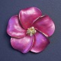 Brooch Flower with White Crystals 50x50mm ±, Pearl Pink Enamel, Gold-Tone Metal