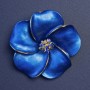 Brooch Flower with blue crystals 50x50mm+-, pearl blue enamel, golden metal