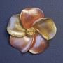Brooch Flower with Yellow Crystals 50x50mm±, mother-of-pearl enamel, golden metal