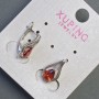 Xuping Earrings with Red Cubic Zirconia, 16 mm length, 8 mm thickness, Rhodium-plated