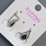 Earrings Xuping with Black Stones 16x8mm Rhodium