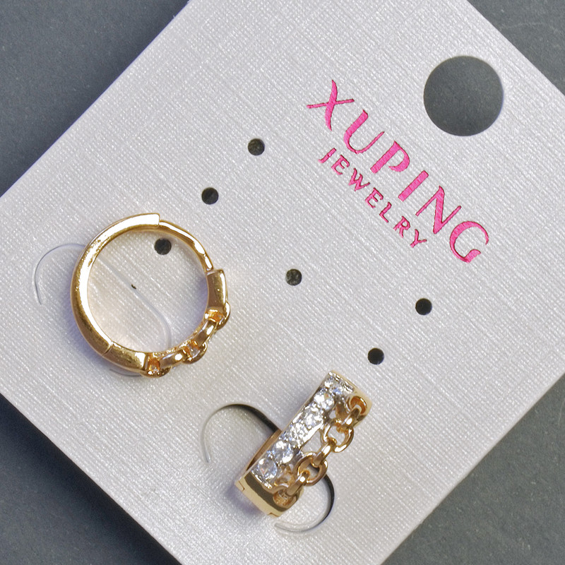 Xuping Earrings 13x5mm "18K Gold Plating" with White Rhinestones