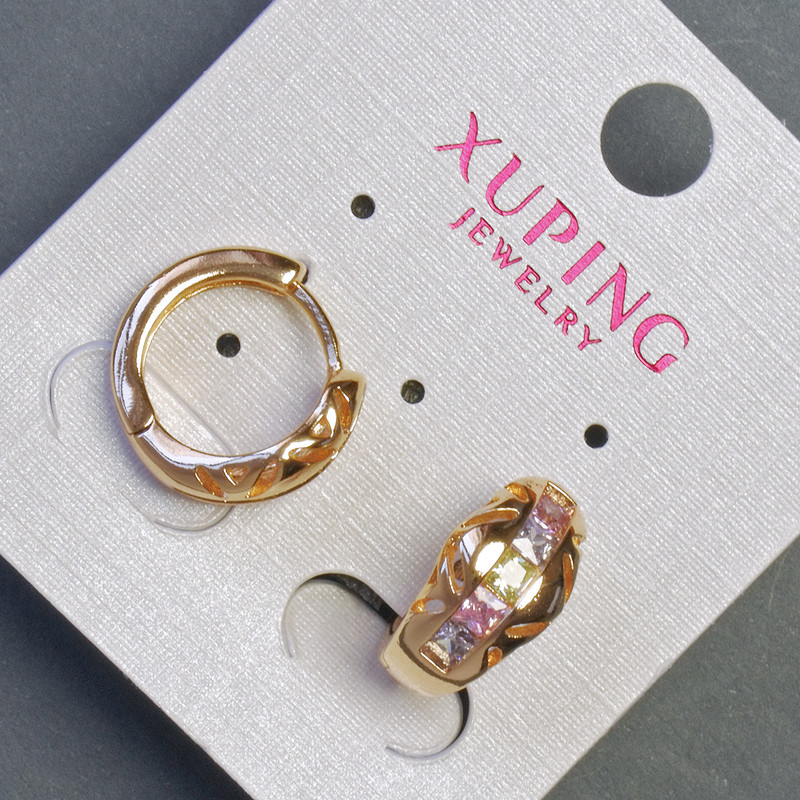 Earrings Xuping 18K Gold Plating with Multicolored Crystals, diameter 15x8mm+