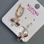 Earrings Xuping 18K gold plating with rhodium, red stone and white rhinestones 30x12mm