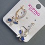 Earrings Xuping with Blue Stones 30x12mm Gold Plated 18K