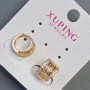 Xuping Earrings with Greek Pattern, 8mm diameter, 11mm length, gold color
