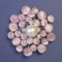 Brooch with pink cat’s eye stone (synthetic) and simulated pearl 55x55mm± silver metal