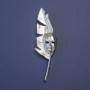 Brooch Pendant Writer's Feather with Mask, Silver-toned Metal 80x23mm