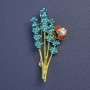 Brooch pendant bouquet of lavender with turquoise and green enamel 51x26mm+- gold-tone metal