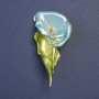 Brooch Kalha Flower Turquoise with Green Enamel and Gold-tone Metal 54×27mm ±
